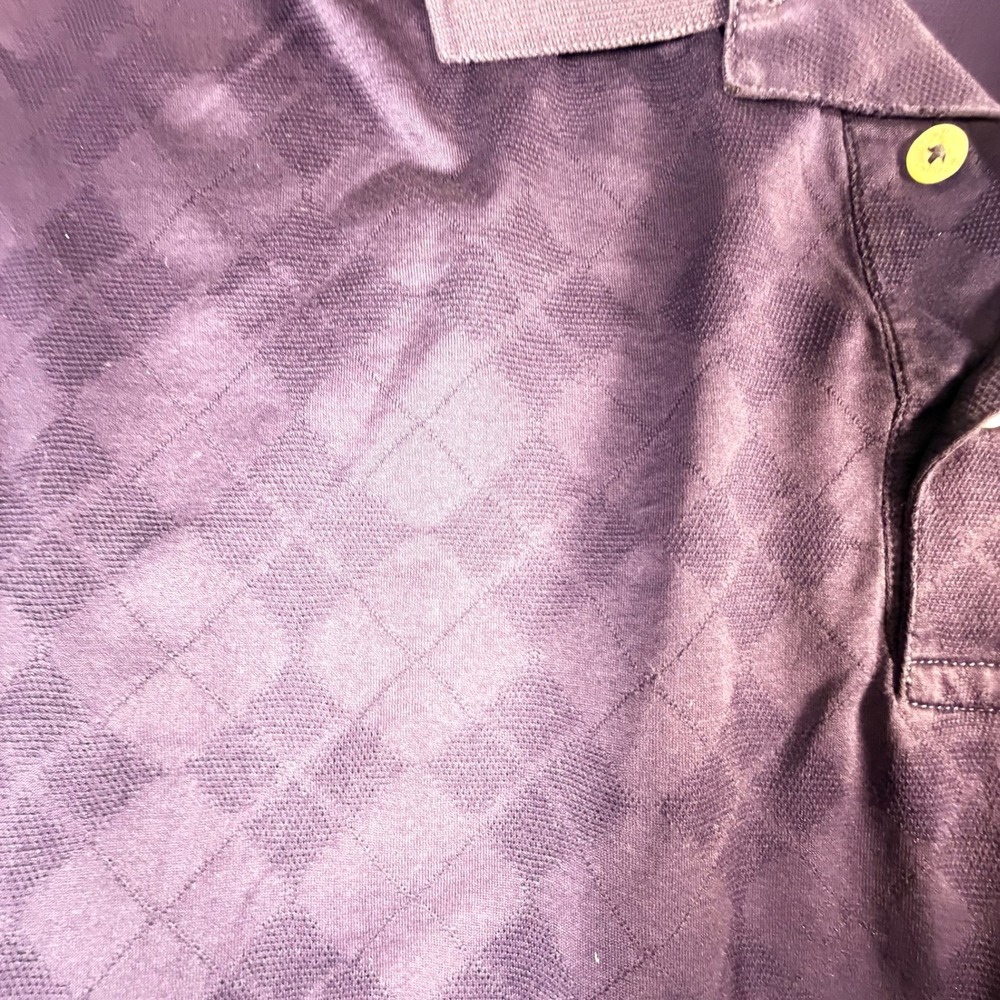 Polo Golf Ralph Lauren Polo Shirt Mens XL Purple Good Argyle Diamond Jacquard - Picture 5 of 5